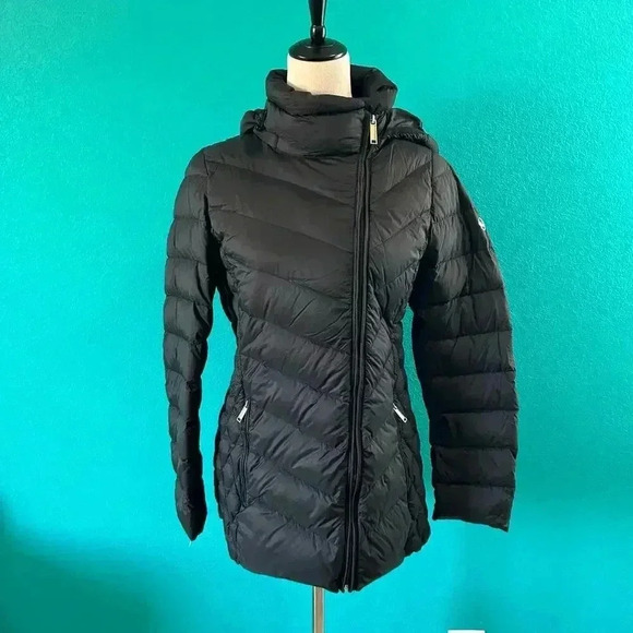 MICHAEL Michael Kors Black Packable Down Fill Puffer Coat Jacket Outdoor Size S - Picture 1 of 4